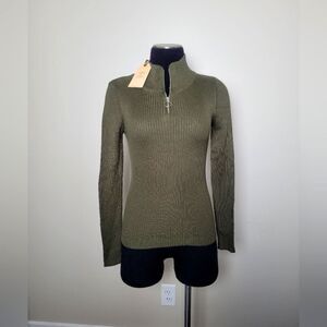 NEW Love Tree Warm & Cozy Sweater Green Sage Olive Ribbed Stretchy Medium